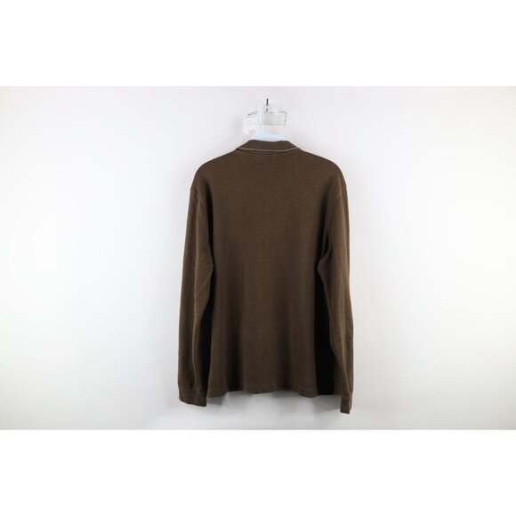 Vintage 90s Streetwear Mens Medium Faded Striped Long Sleeve Rugby Polo Brown - Picture 7 of 9